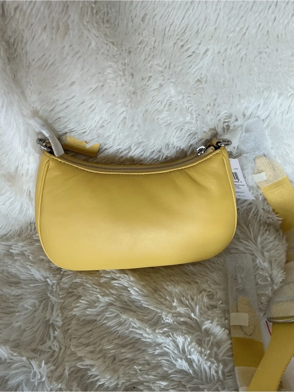 Coach quilted Yellow teri Crossbody with silver Chain Accent